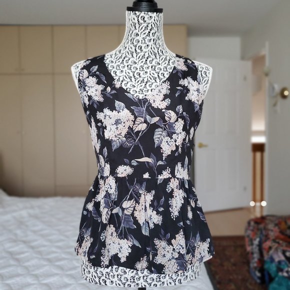 Oasis Floral Silk Sleeveless Top - Picture 1 of 6